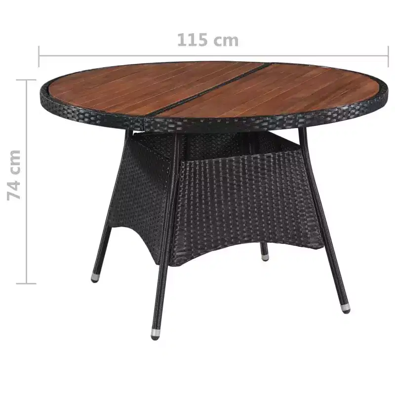 vidaXL Patio Dining Set Round Outdoor Table and Chairs Rattan and Acacia Wood