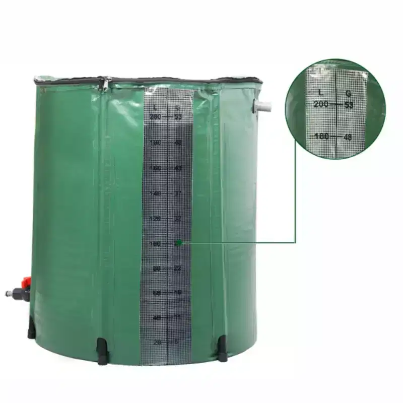 NAYSAYE Rain Barrel 50 Gallon Green PVC Foldable Water Collection Container with Spigot for Garden Use, Green, 25.98*23.62*27.56