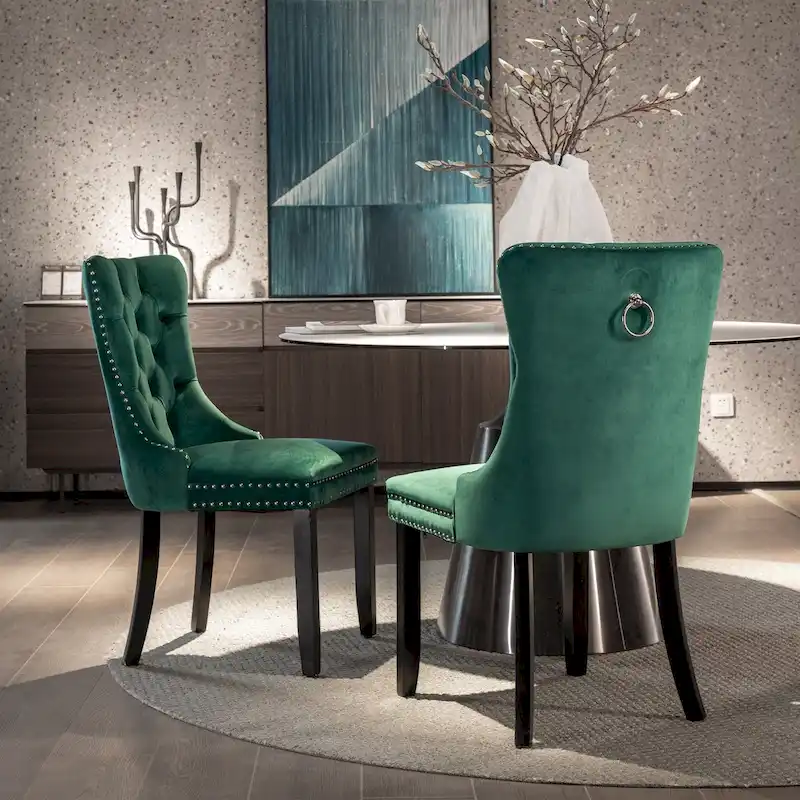 Velvet Upholstered Dining Chair 2-Pcs Set