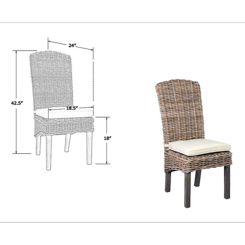 Natural Rattan Cushioned Dining Chairs by East at Main (Set of 2)