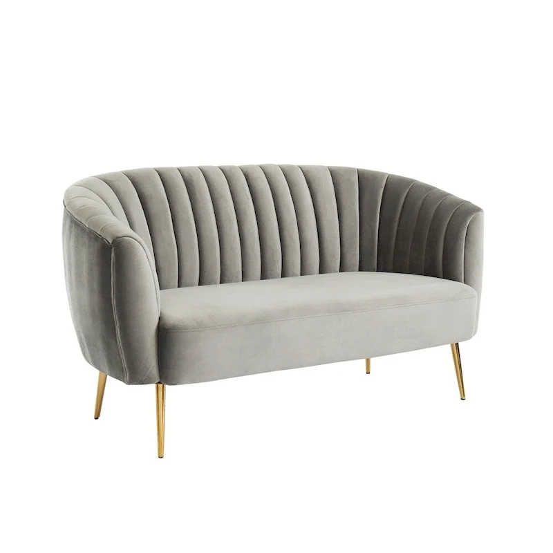 Grey / Black / Ivory Velvet Tufted Loveseat �� 2-Seater