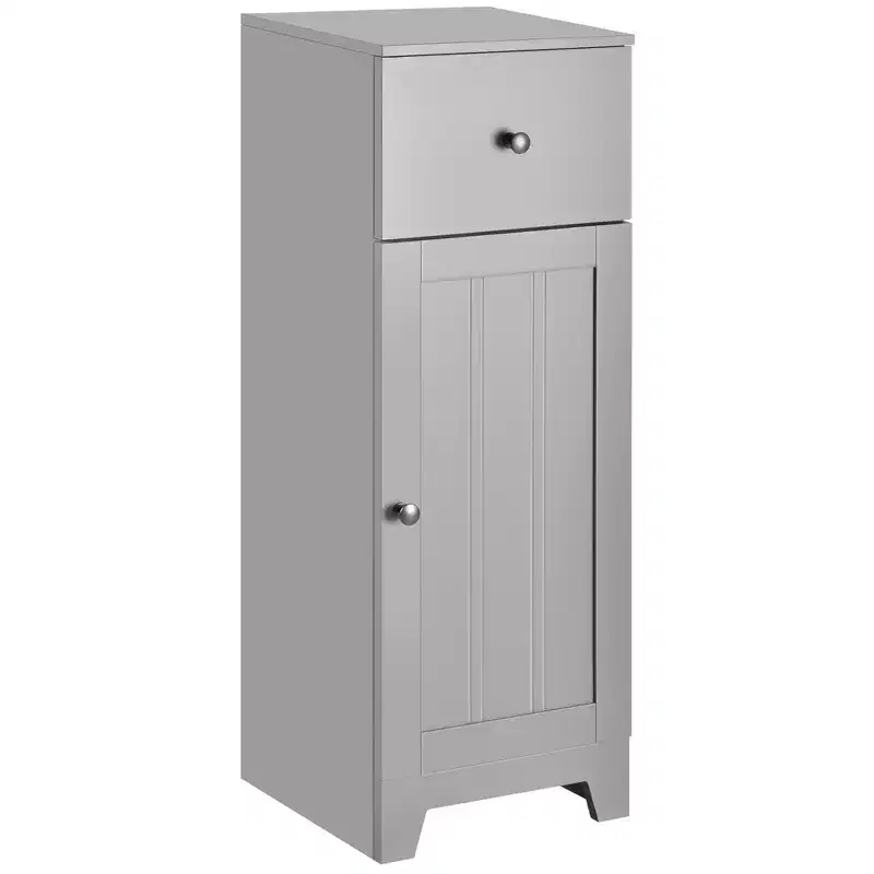 kleankin Small Bathroom Floor Storage Cabinet Free Standing Cupboard Organizer with 1 Drawer and Adjustable Shelf for Living Room