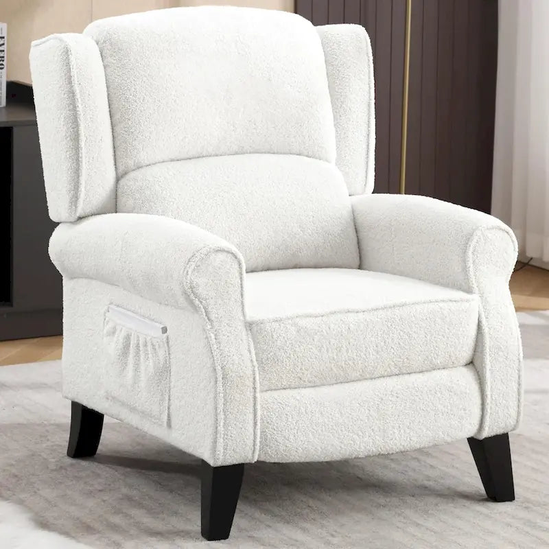 HOMYKA Polyested Upholstered Pushback Recliner Accent Chair Wingback Armchair