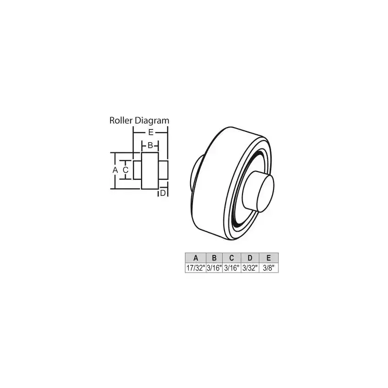 Brixwell Sliding Window Wheel With Ball Bearing, 17/32 Wheel Diameter, 3/16 Axle Diameter, Steel Material With Gold Finish