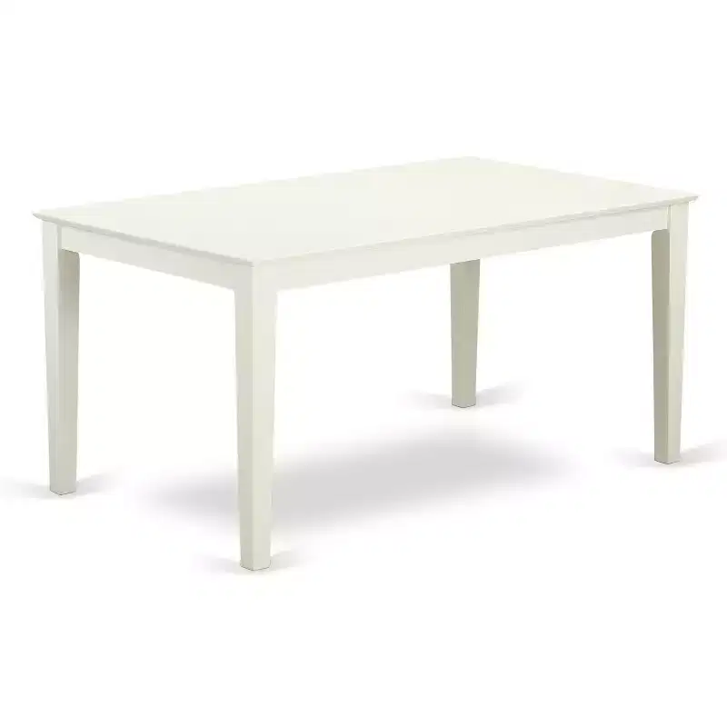 HomeStock 7-Pc Linen White Finish Solid Wood Top Dining Table with 6 Chairs