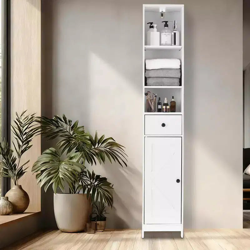 Tall Bathroom Storage Cabinet, 66.9 Modern Freestanding Cabinet with Open Shelf, Drawer & Door for Bathroom Organization, Storage Cabinet