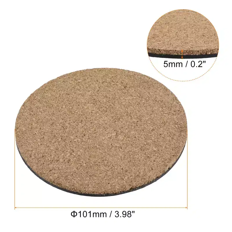 Unique Bargains Home Garden Round Plastic Absorbent Waterproof Coaster Pads Cork Plant Mat 6 Pcs