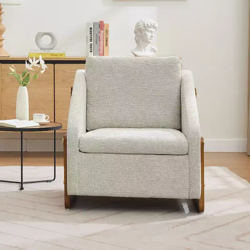 Bernie Chenille Upholstered Accent Chair with Wooden Side Frame and Nailhead Trim