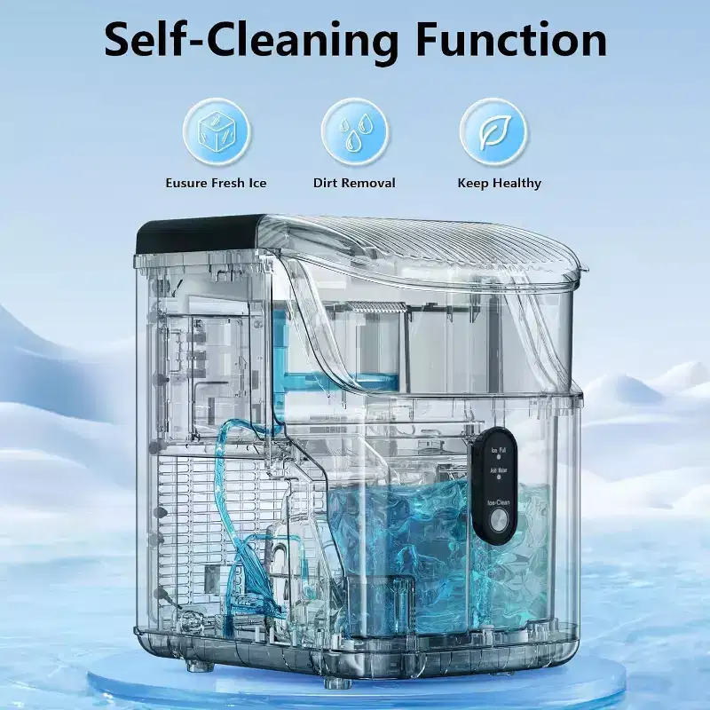 ZAFRO Nugget Ice Maker Countertop,35Lbs/24H Pellet Ice Machine with Chewable Ice, Self-Cleaning, One Button Operation,for Home/Kitchen/Camping