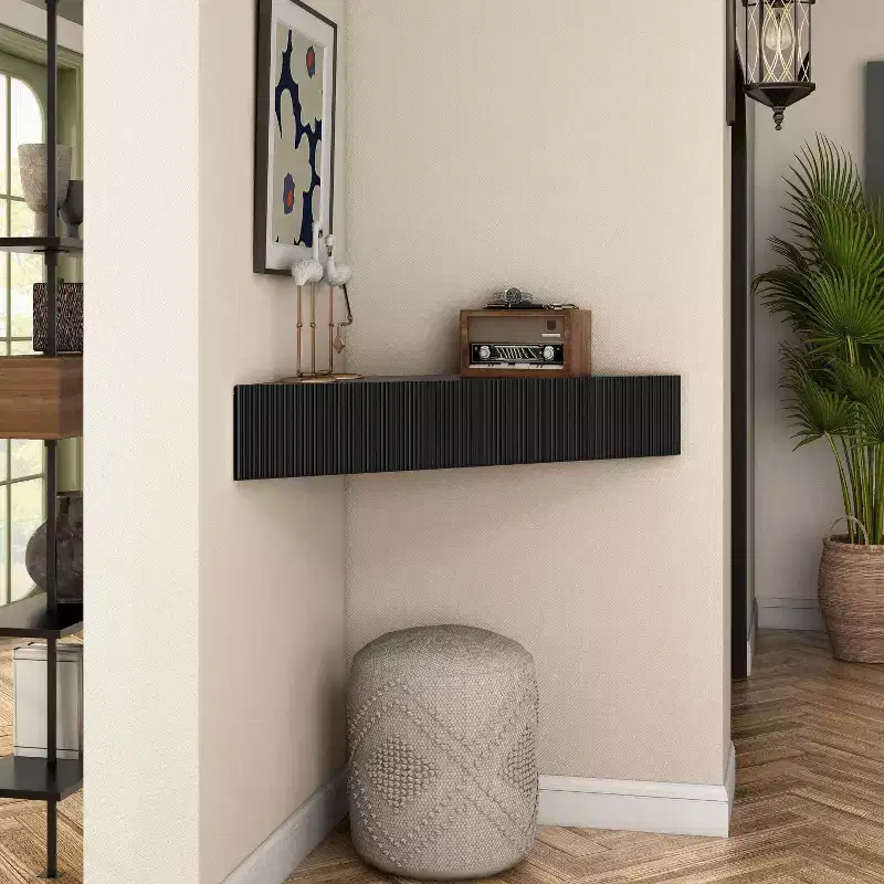 Vondal Mid-Century Modern 3 Shelf Corner Floating Console TV Stand for TVs up to 50"