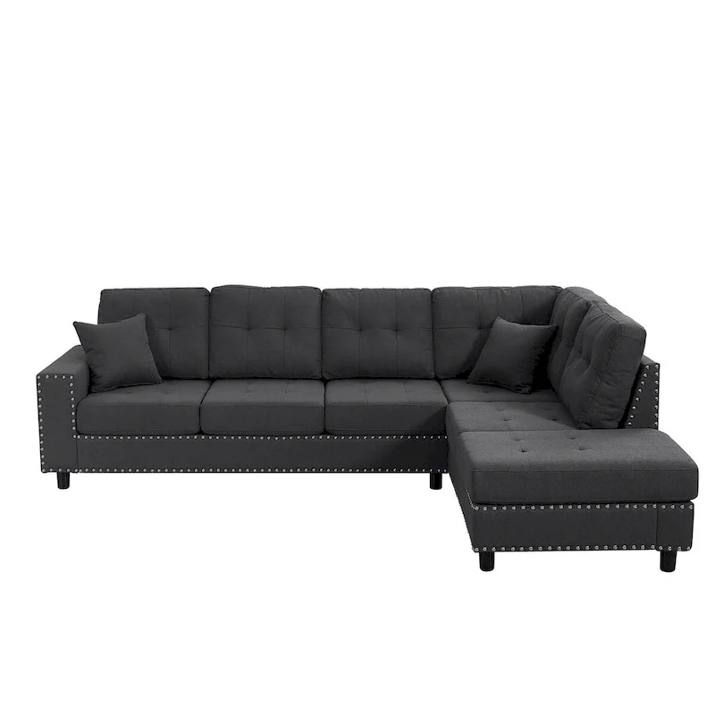 109.2L-shaped Modular Sectional Sofa with Removable Back Cushions and 2 Pillows, for Living rooms, Offices, and Apartments