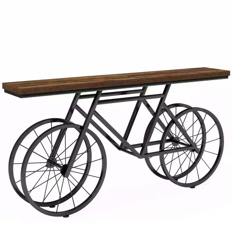 70.9-Inch Narrow Console Table with Bicycle Metal Base, Long Sofa Table for Living Room Hallway