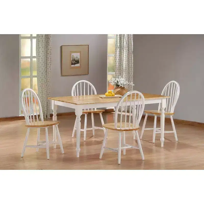5pc Farmhouse Dining Set White/Natural - Boraam
