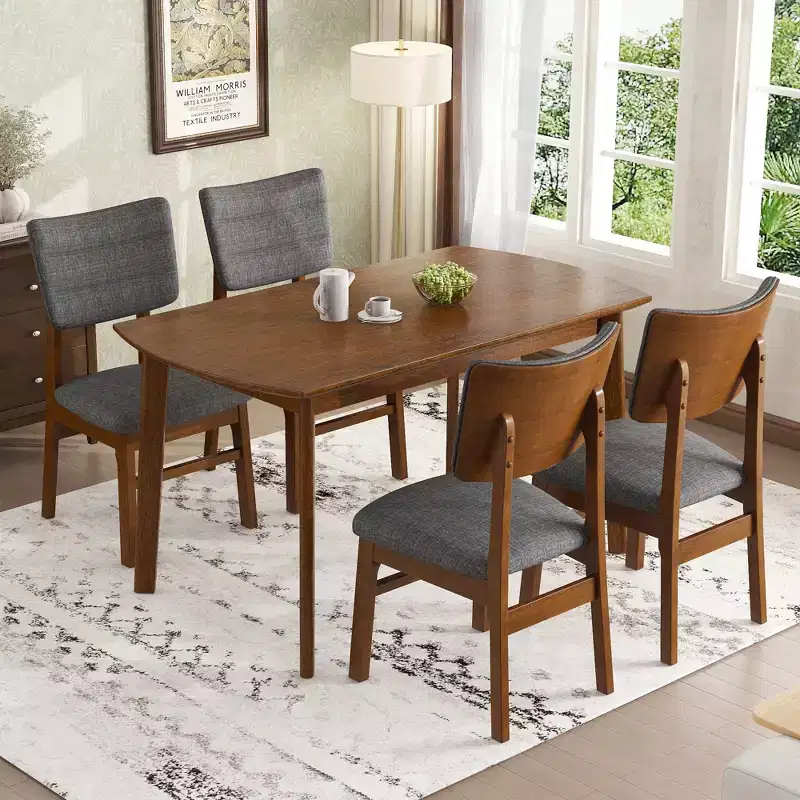 Merax 6-Piece Rustic Farmhouse Dining Set with Upholstered Chairs & Bench