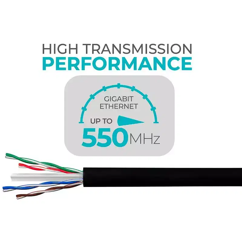 Monoprice Cat6 Ethernet Bulk Cable - 500 Feet - Black, Solid, 550MHz, UTP, CMR, Riser-Rated, Pure Bare Copper Wire, 23AWG (UL)(TAA)