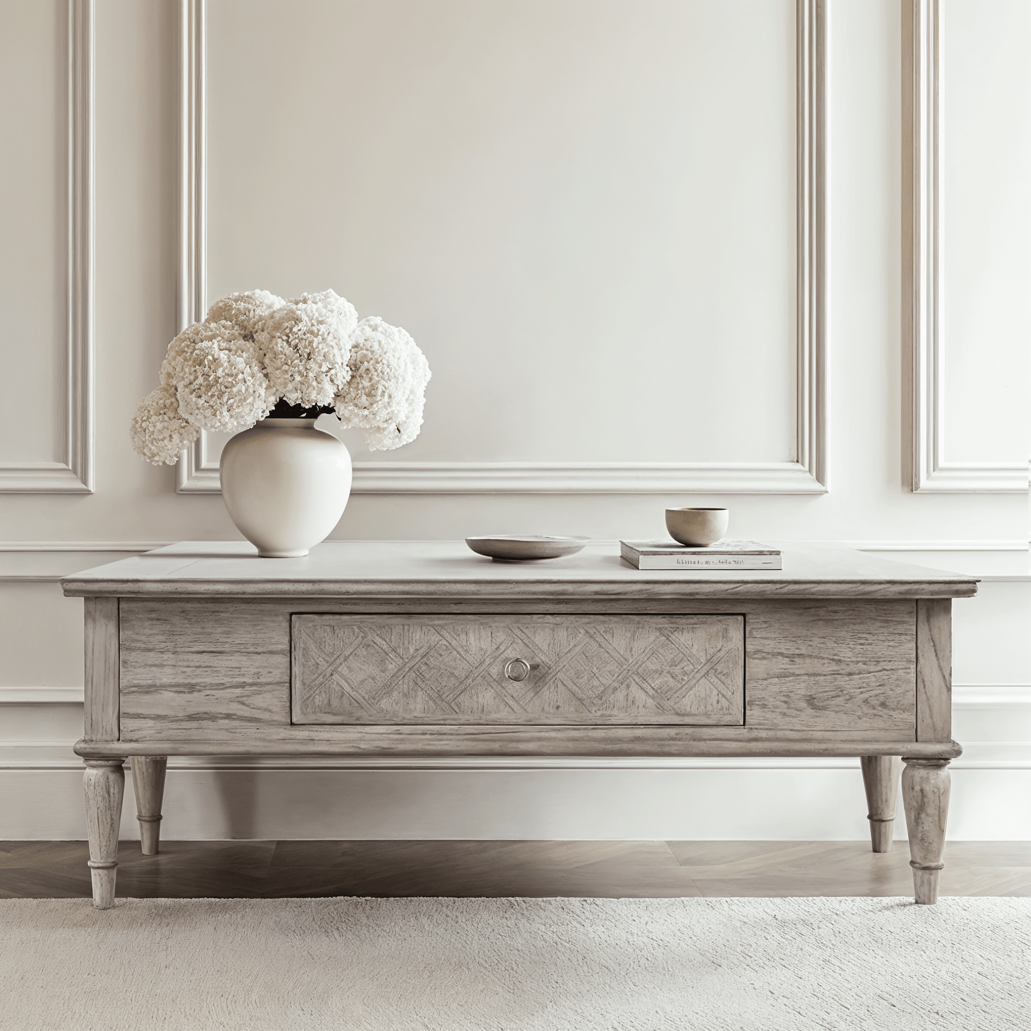 Natural Wood Push Drawer Coffee Table