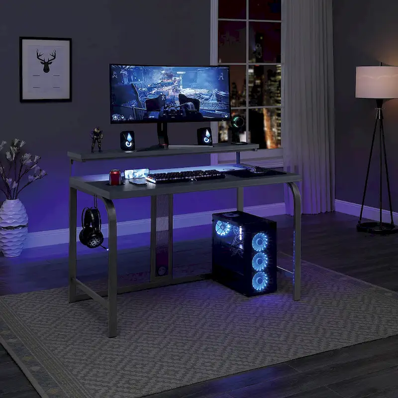 48-Inch Contemporary Gaming Desk with RGB Lights