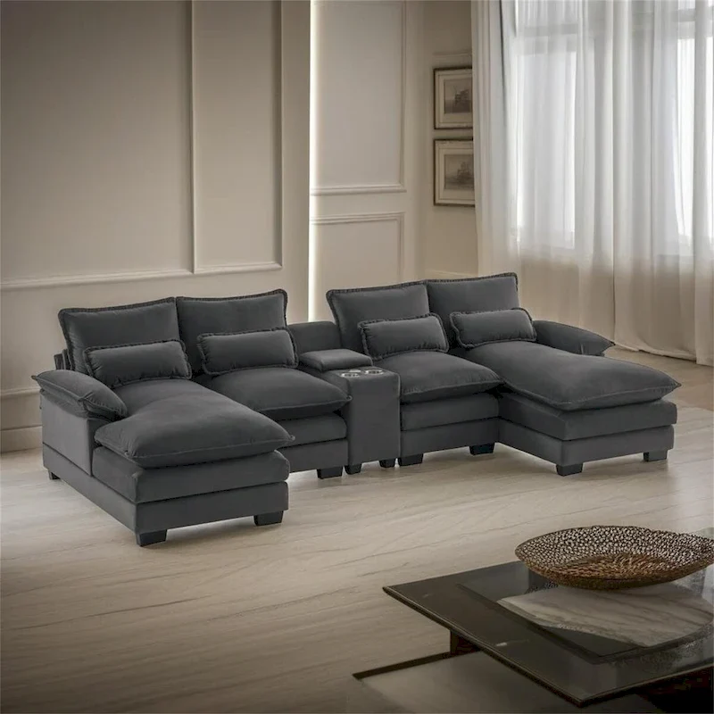 Sleeper Couch Set with Chaise