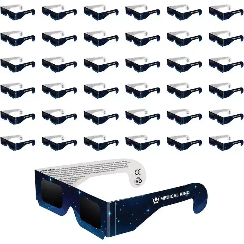 Solar Eclipse Glasses 50 pack - 2024 CE and ISO Certified 2024 Galaxy Design Safe Shades for Direct Sun Viewing - MedicalKingUsa