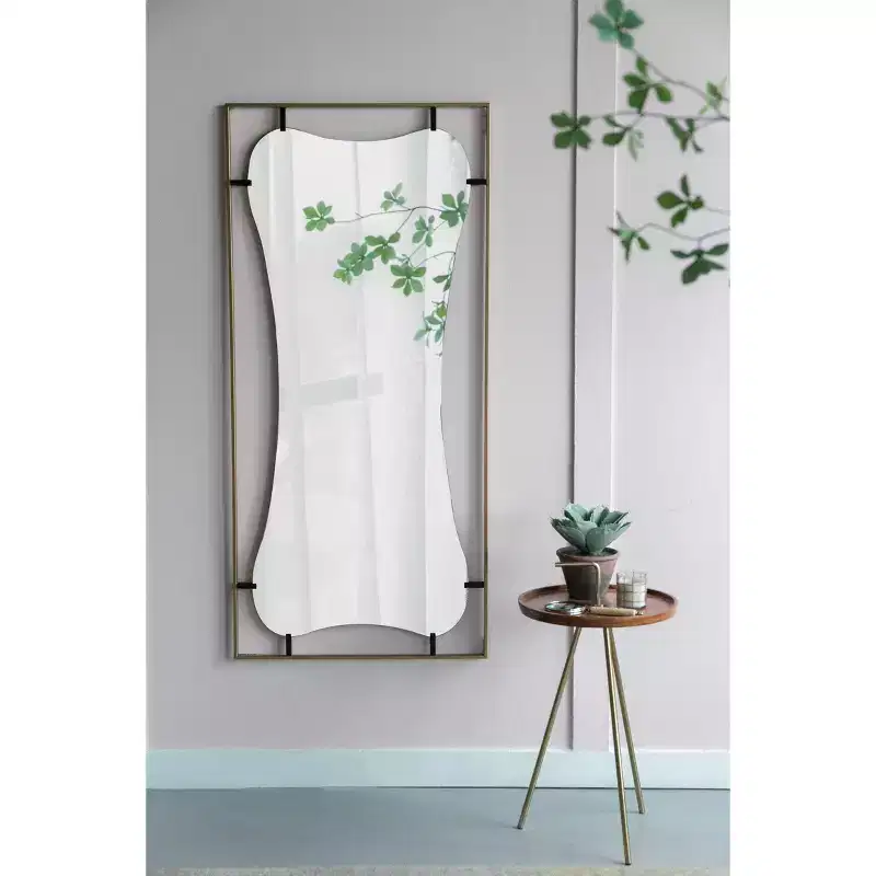 TUYOHW Modern Decorative Wall Poppy Mirror with Gold Metal Frame,Wall Decor Novelty Mirror for Bedroom,Living Room