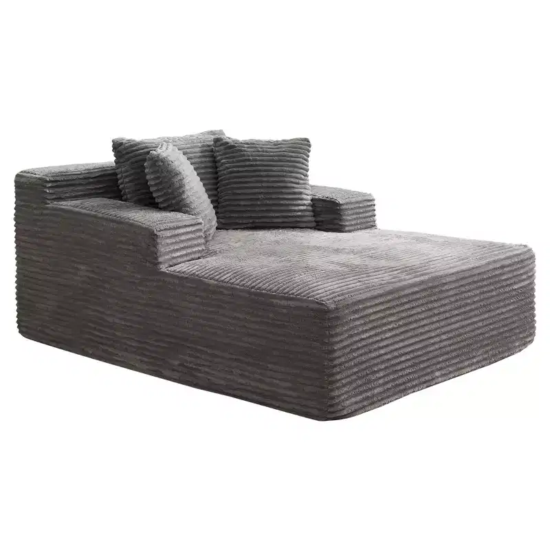 49.2 Oversized Convertible Chaise Lounge Chair Indoor, Corduroy Upholstered Cloud Sofa Couch Cap, No Assembly Required, for Living Room, Bedroom
