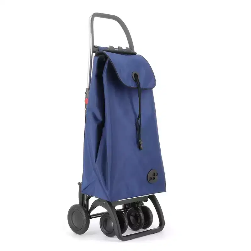 Foldable 4-Wheel Shopping Trolley 鈥?2 Swivel Wheels, Polyester, 41.34H x 15.55W x 12.8D