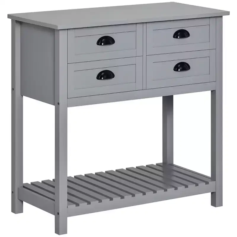 Sideboard Buffet Cabinet with 4 Drawers & Slatted Bottom Shelf 鈥?31.5W, MDF