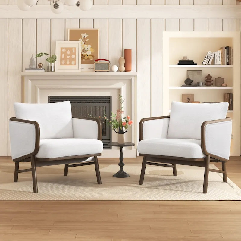 Sherpa Fabric Accent Chairs (Set of 2)