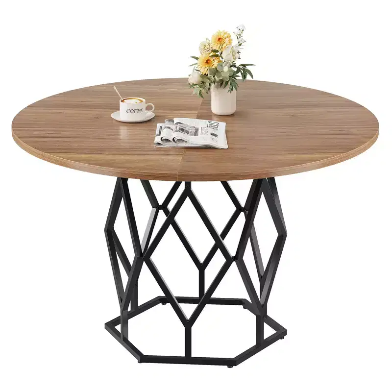 Round Dining Table, Farmhouse Dining Kitchen Table for 4-6 People, Kitchen & Dining Room Tables, Circle Kitchen Table