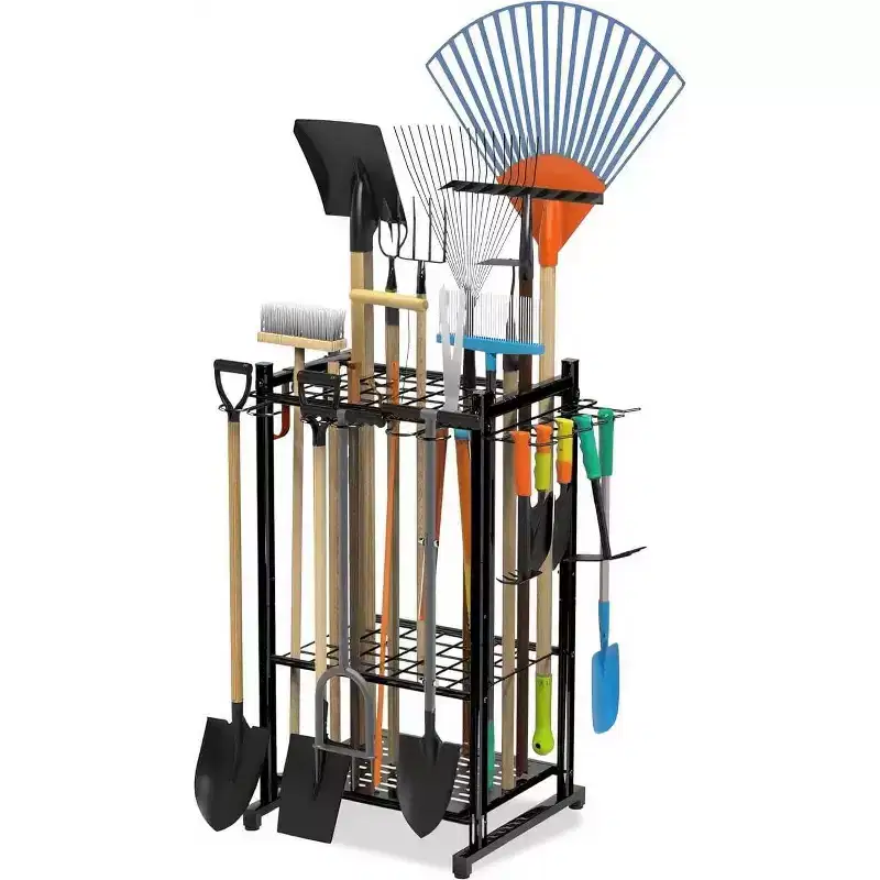 Steel Garden Tool Rack, 2-Tier, Black, For 1–2 Users