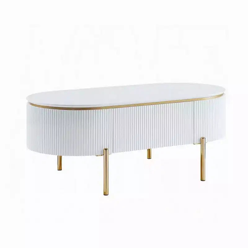 Oval Coffee Table with Drawer, 47