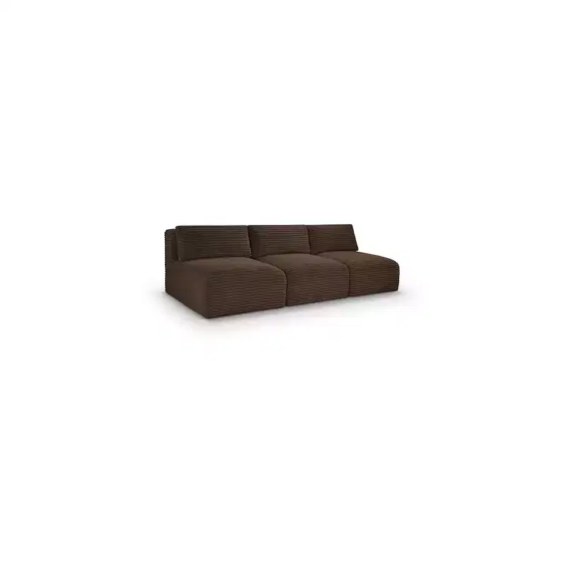 Meridian Furniture Shaggy Brown Corduroy Performance Fabric Modular Sofa