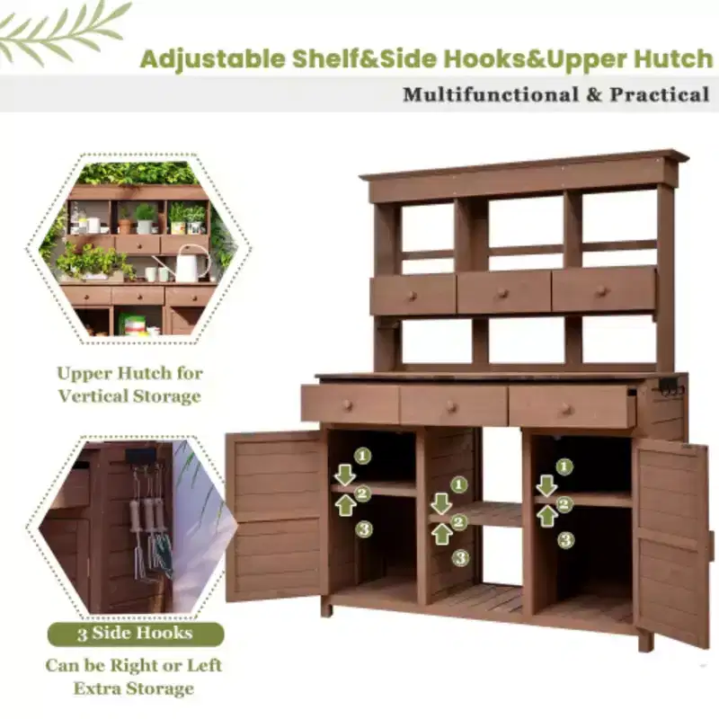 62 Portable Wood Greenhouse-Adjustable Shelves & Wheels for Indoor/Outdoor Use