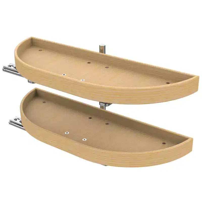 32 Inch Wooden 2 Shelf Half Moon Lazy Susan Turntable Storage Kitchen Organizer for Blind Corner Cabinets